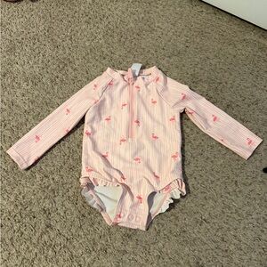 Carter's Pink Flamingo Zip-Up Baby Bodysuit